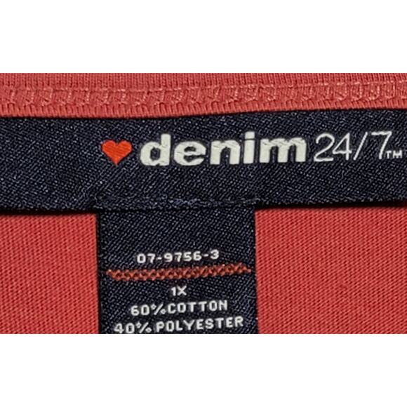 Denim 24/7 Red Brownish 2 In 1 Sequin Round Neck Top 1X Lightweight Stretch Soft - Picture 4 of 7